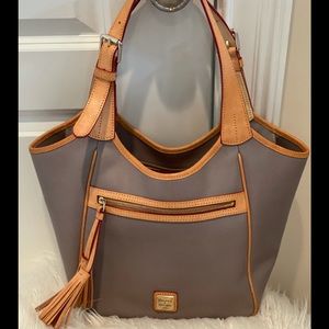 Dooney & Bourke Taupe Saffiano Leather Bag